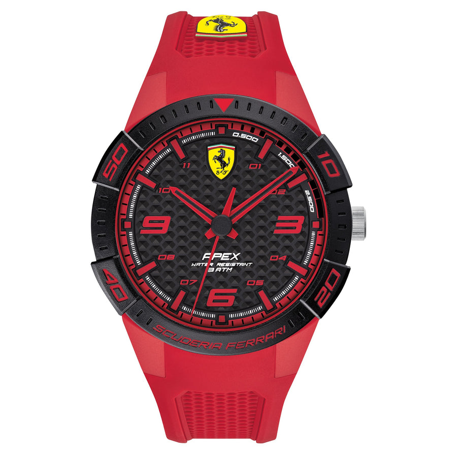 Scuderia Ferrari Apex Red Silicone Black Dial Men's Basic Watch - 830748