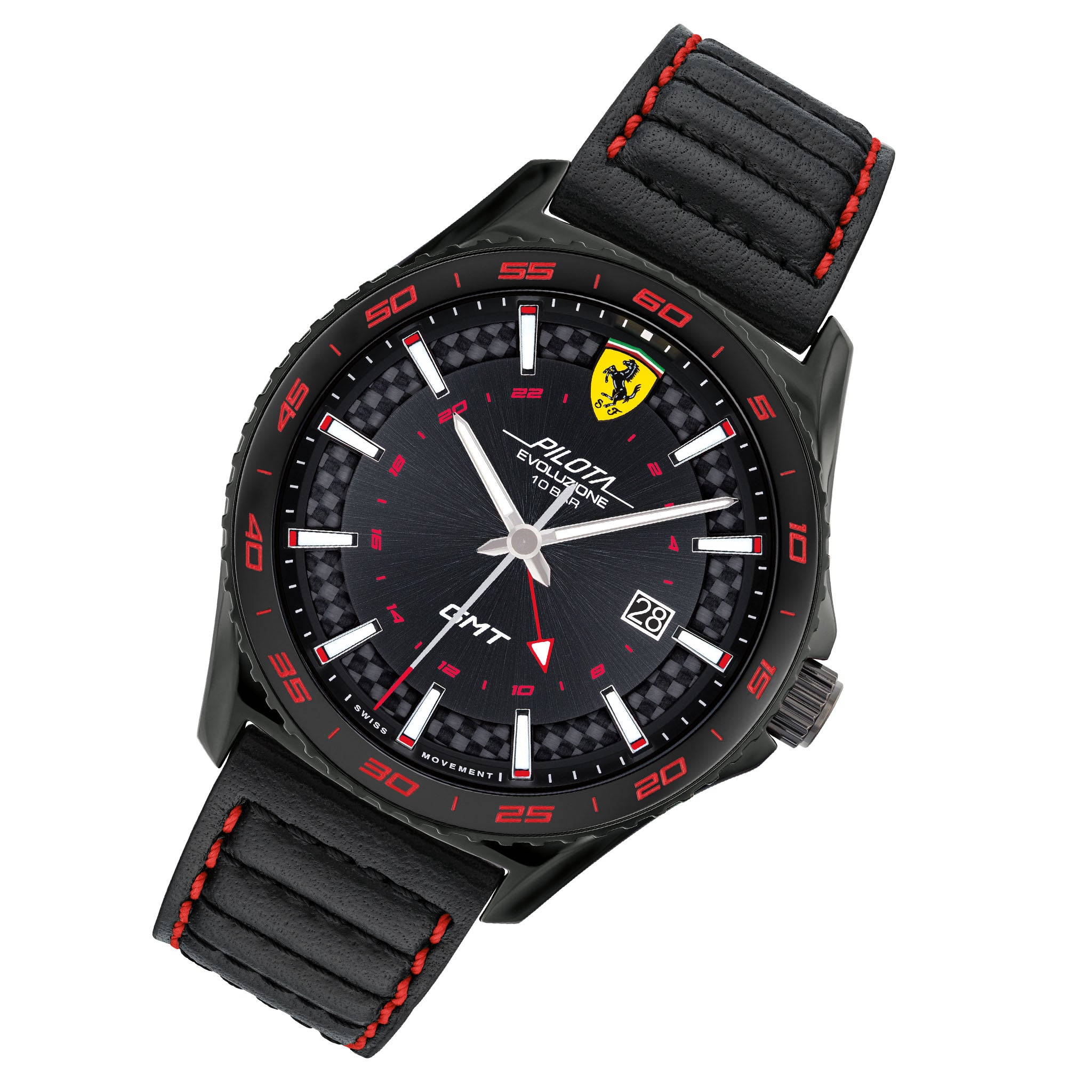 【１着でも送料無料】 Scuderia Ferrari Pilota Evo Black Leather Men's Watch その他