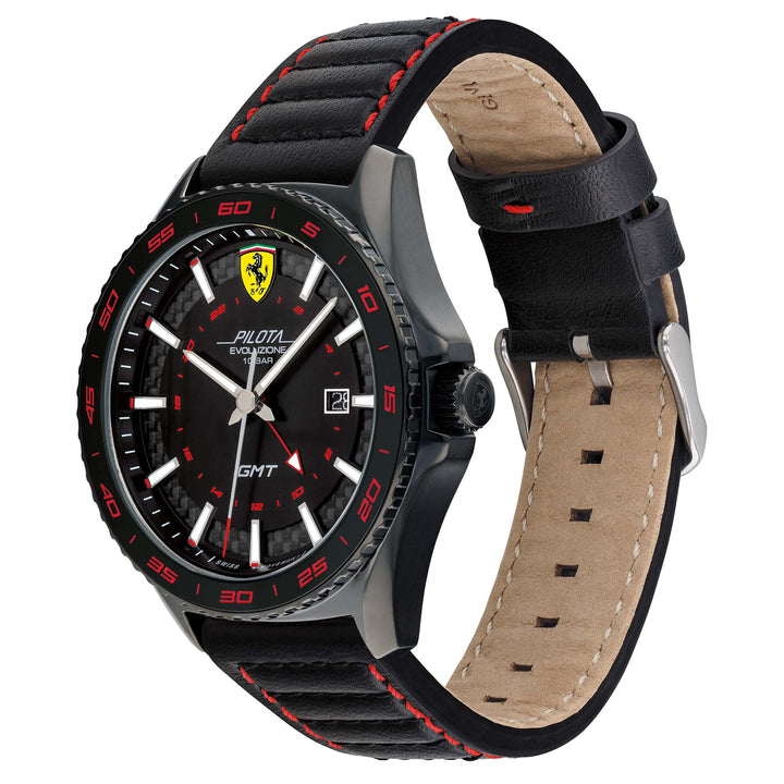 Scuderia Ferrari Pilota Evo Black Leather Men's Watch - 830776