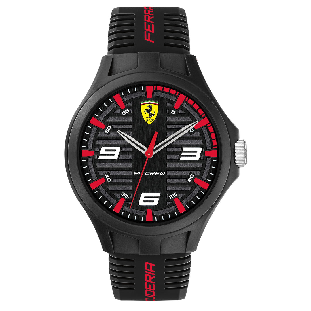 Scuderia Ferrari Pit Crew Black Silicone Black Dial Men's Basic Watch - 830778
