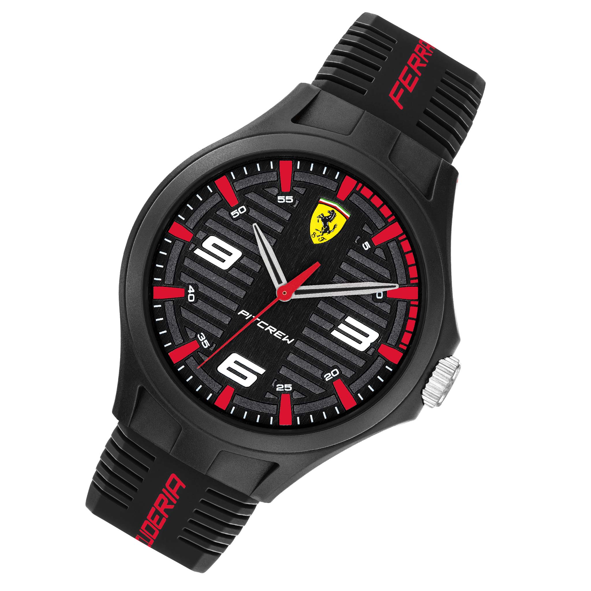 Scuderia Ferrari Pit Crew Black Silicone Band Men s Watch 830778