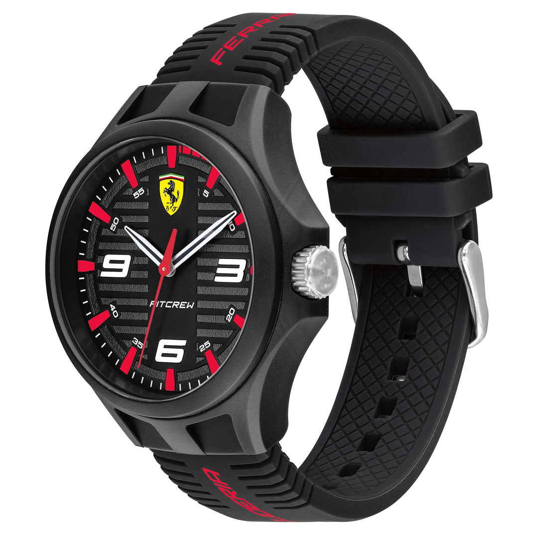 Scuderia Ferrari Pit Crew Black Silicone Band Men's Watch - 830778