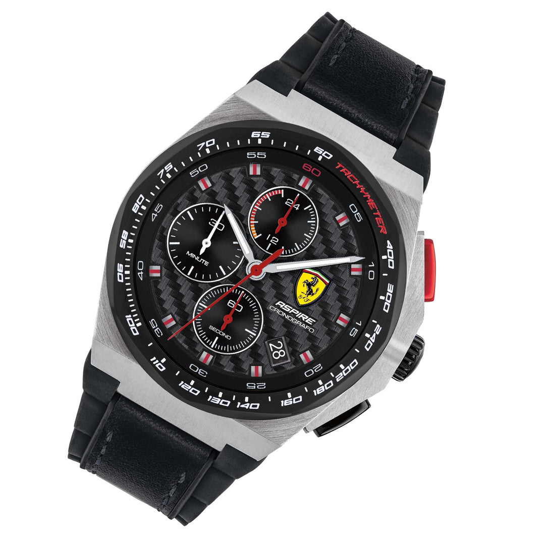 Scuderia Ferrari Aspire Black Leather & Silicone Chronograph Men's Watch - 830791