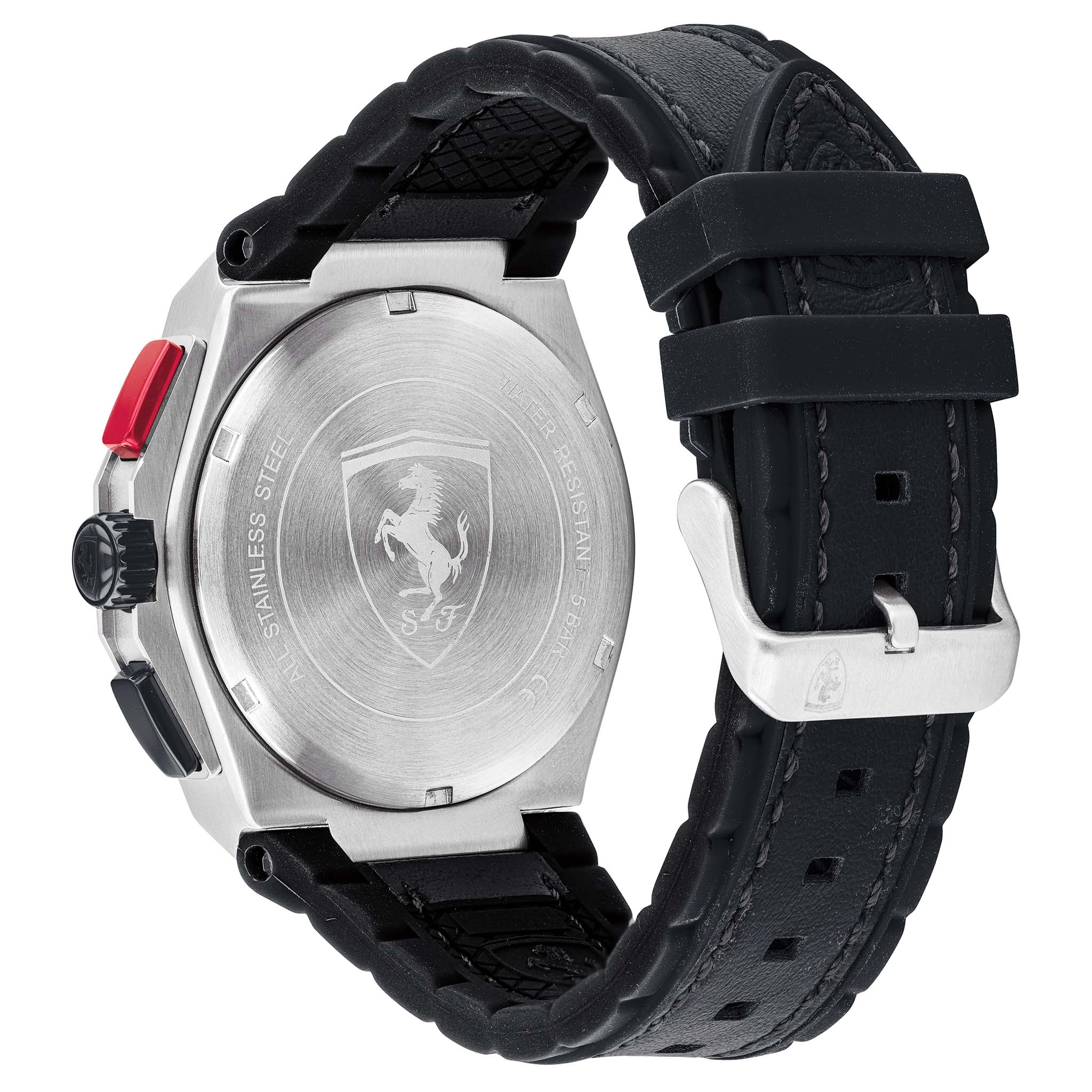 Scuderia Ferrari Aspire Black Leather & Silicone Chronograph Men's Watch - 830791