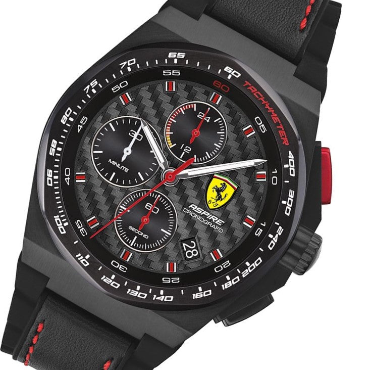Scuderia Ferrari Aspire Black Leather & Silicone Men's Chrono Watch - 830792