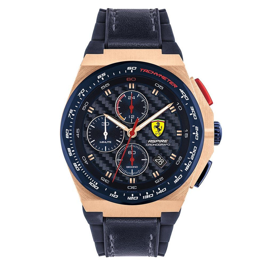 Scuderia Ferrari Aspire Blue Leather & Silicone Men's Chrono Watch - 830793