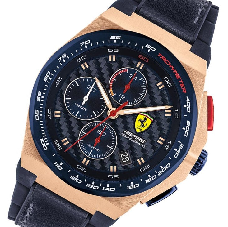 Scuderia Ferrari Aspire Blue Leather & Silicone Men's Chrono Watch - 830793