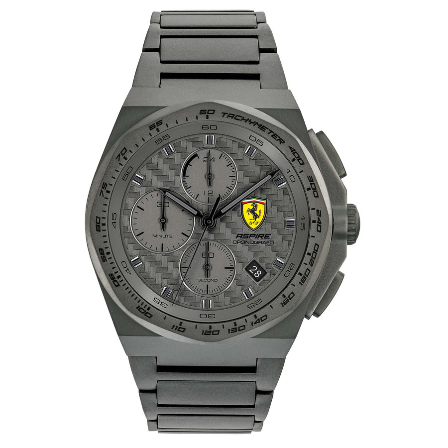 Scuderia Ferrari Aspire Ionic Plated Grey Steel Grey Dial Men's Chronograph Watch - 830795