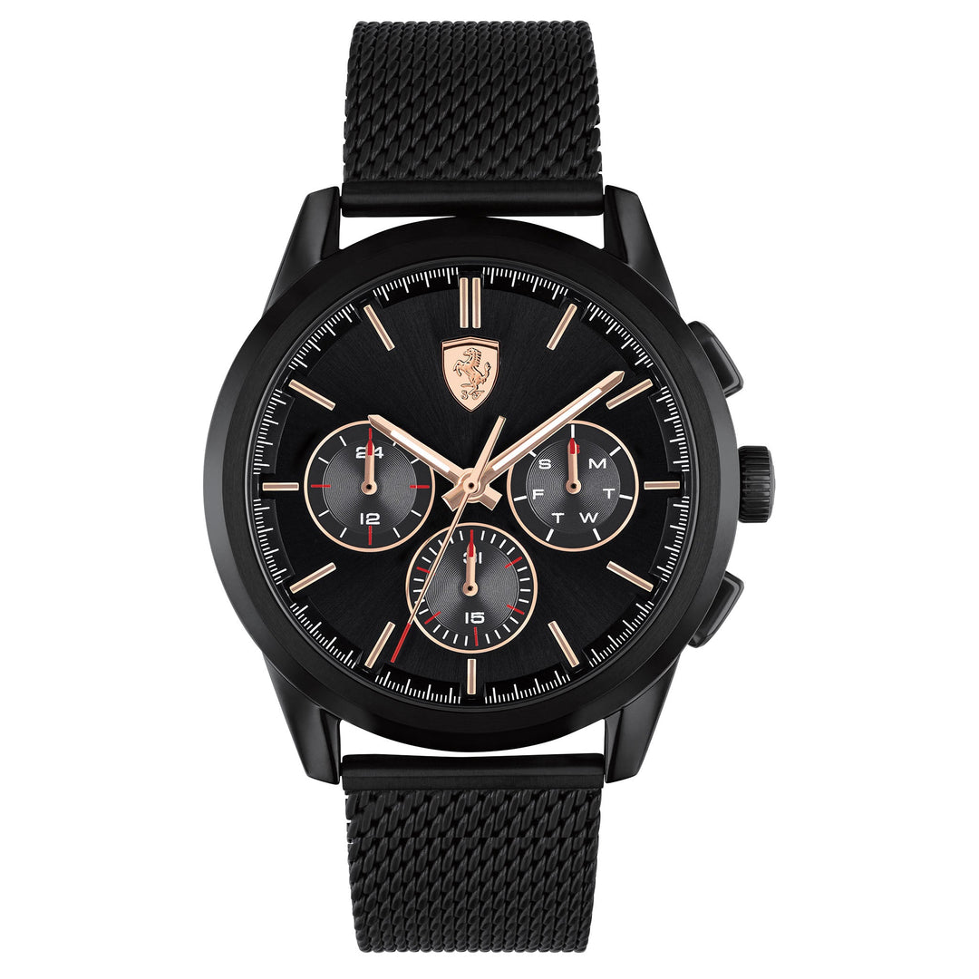 Scuderia Ferrari Grand Tour Ionic Plated Black Steel Black Dial Men's Multi-function Watch - 830807