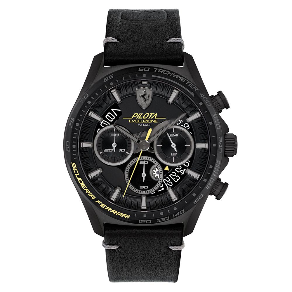 Scuderia Ferrari Pilota Evo Black Leather Men's Chrono Watch - 830823