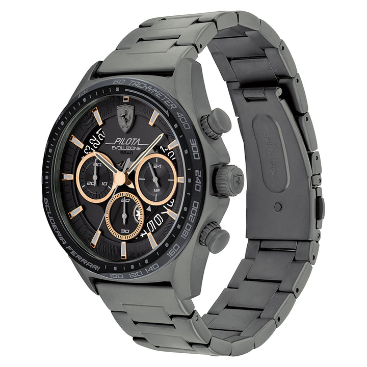 Scuderia Ferrari Pilota Evo Grey Steel Black Dial Men's Chrono Watch - 830824