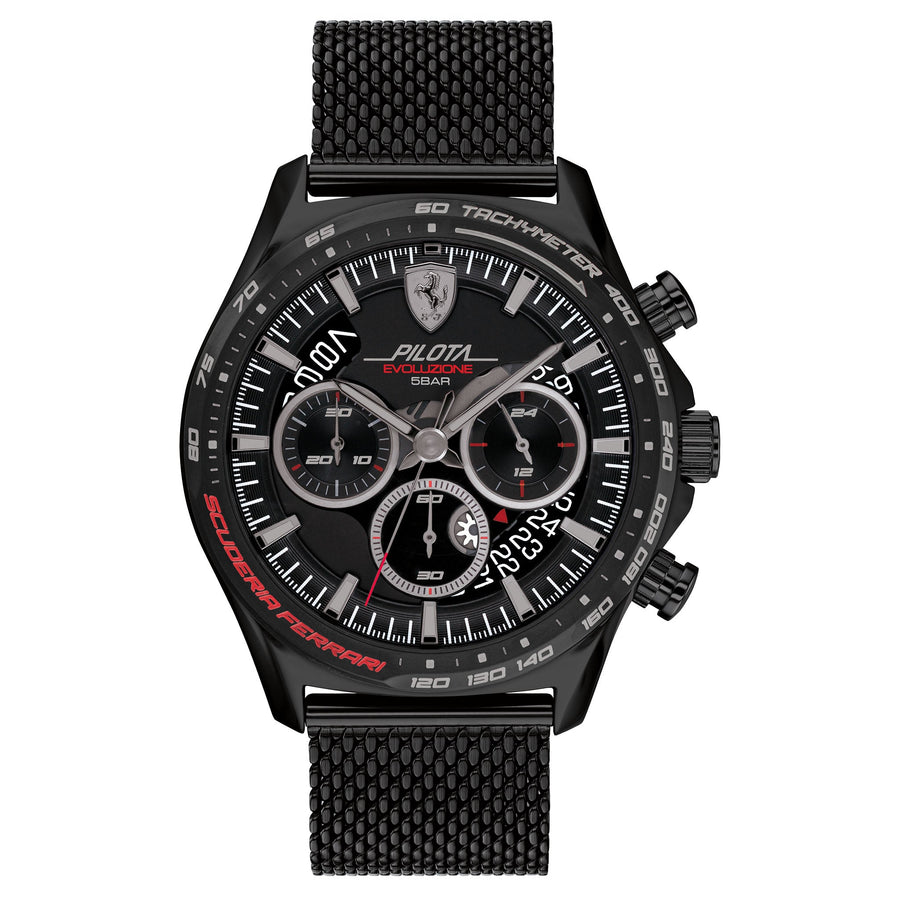 Scuderia Ferrari Pilota Evo Ionic Plated Black Steel Black Dial Men's Chronograph Watch - 830827