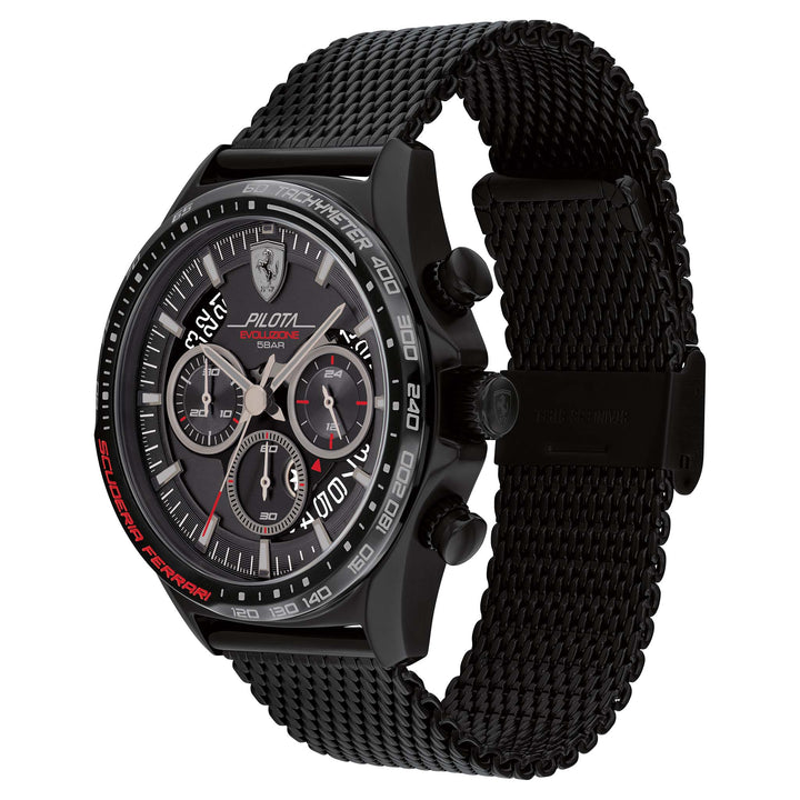 Scuderia Ferrari Pilota Evo Black Steel Mesh Chronograph Men's Watch - 830827