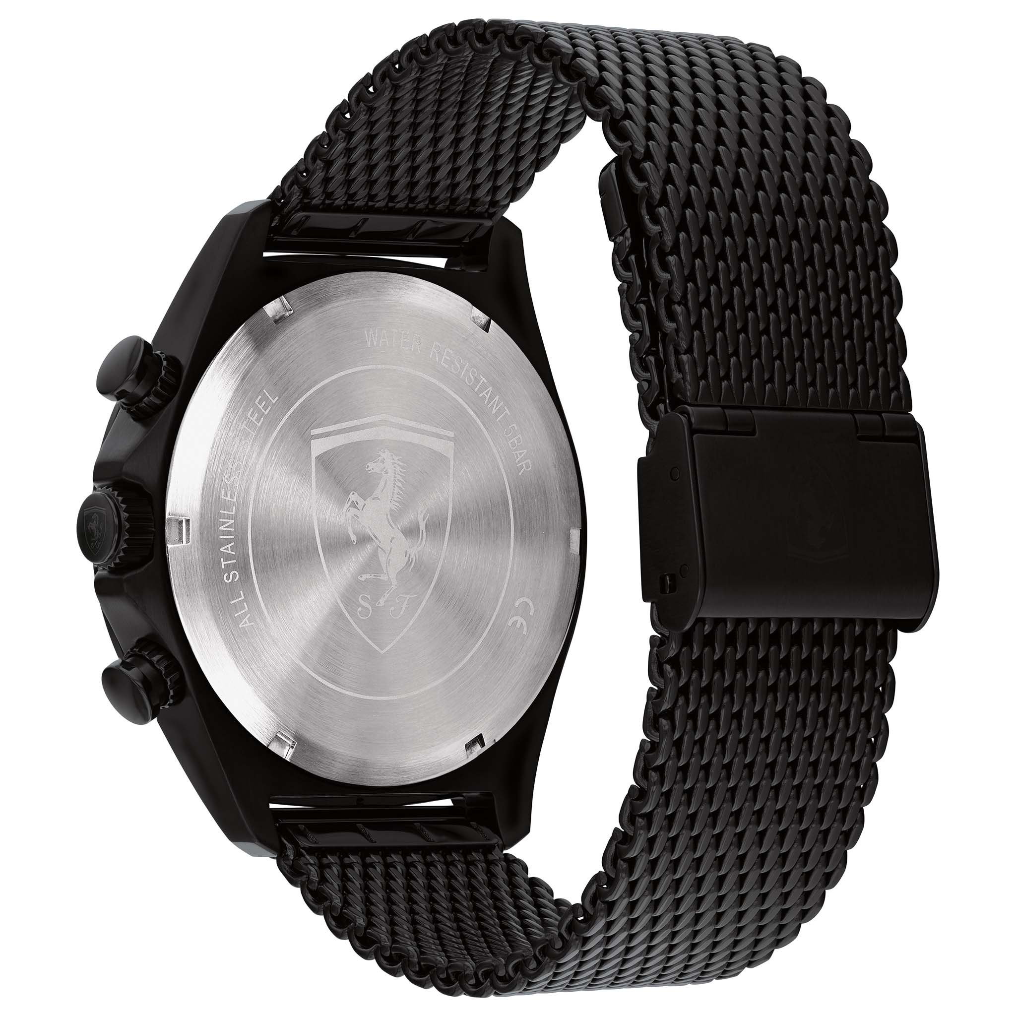 Scuderia Ferrari Pilota Evo Black Steel Mesh Chronograph Men's Watch - 830827