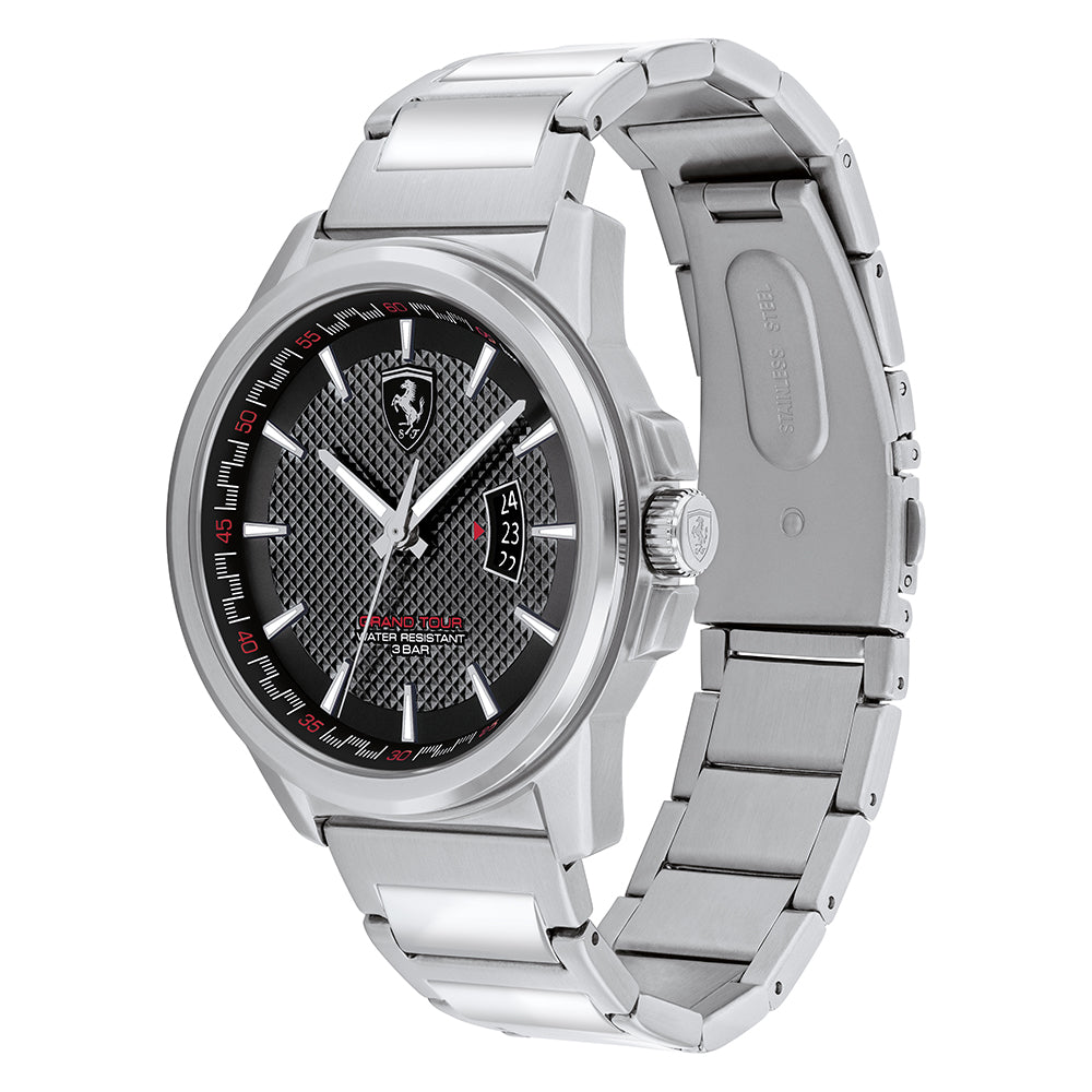 Scuderia Ferrari Grand Tour Stainless Steel Black Dial Men's Watch - 830834