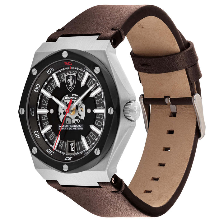 Scuderia Ferrari Aspire Brown Leather Black Dial Men's Watch - 830844