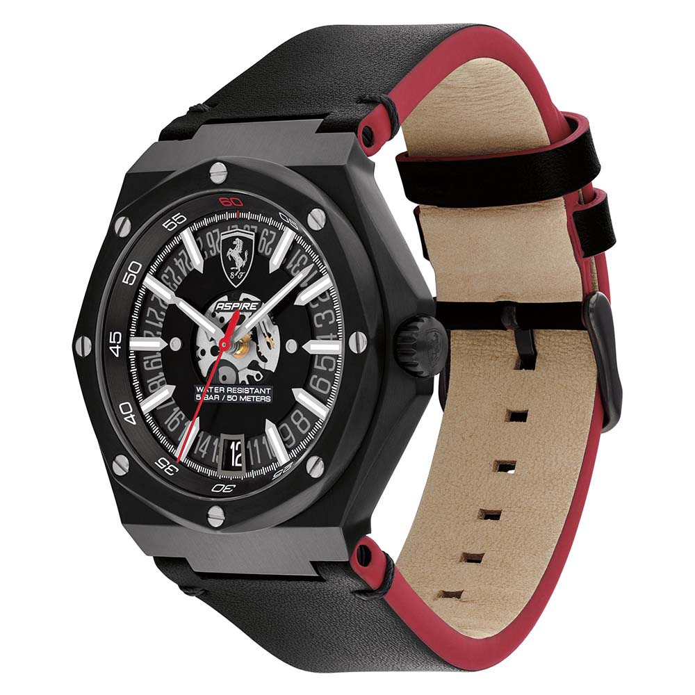 Scuderia Ferrari Aspire Black Leather Men's Watch - 830845