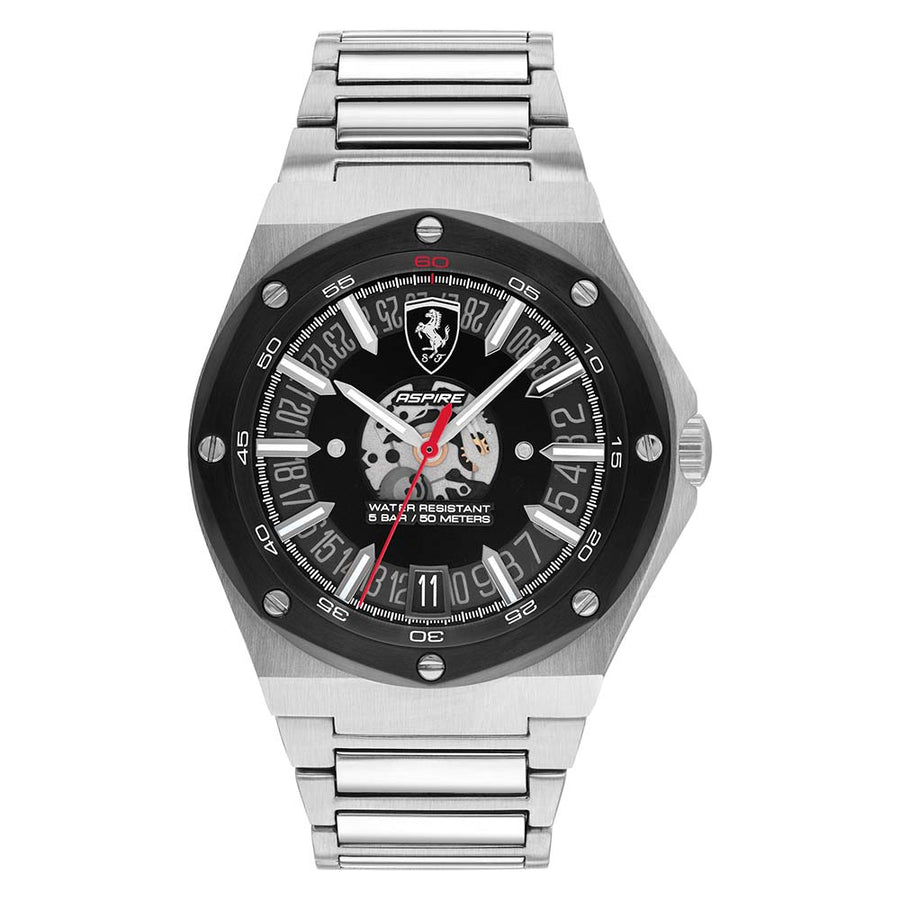 Scuderia Ferrari Aspire Stainless Steel Black Dial Men's Watch - 830846