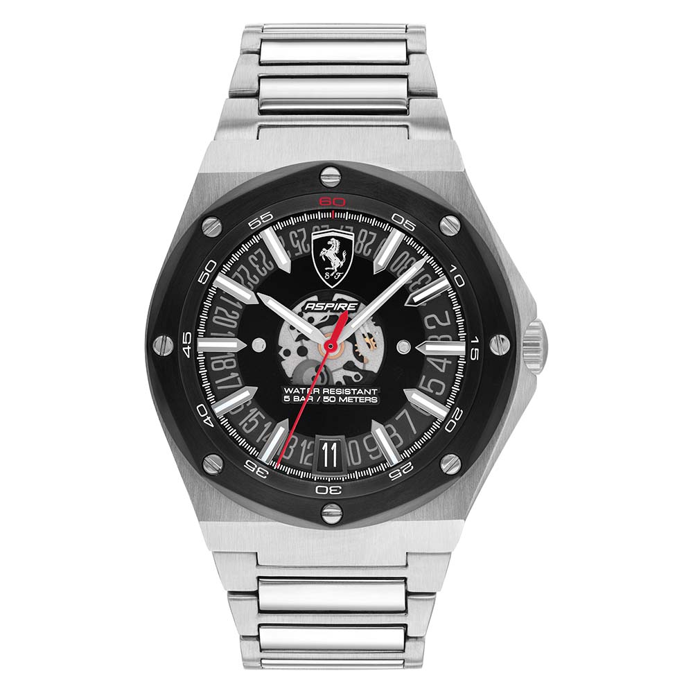 Scuderia Ferrari Aspire Stainless Steel Black Dial Men's Watch - 830846