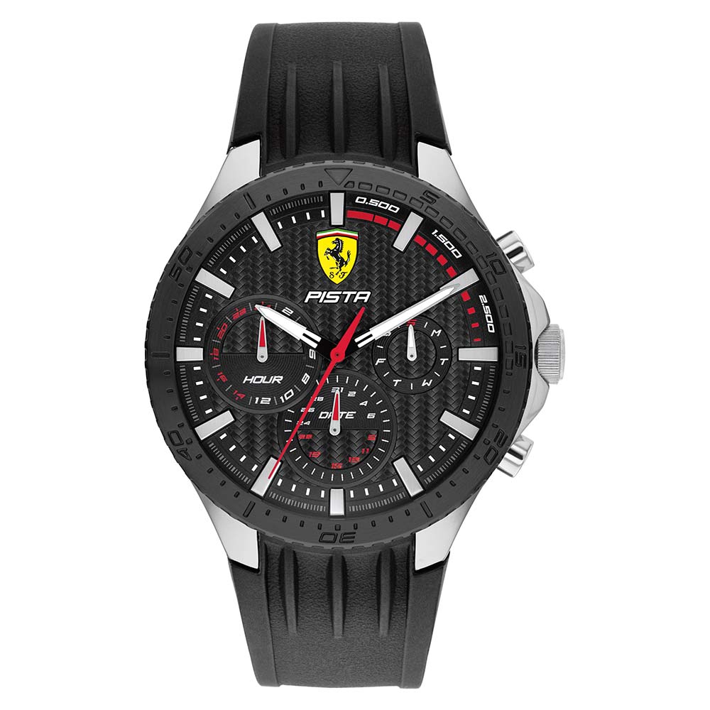 Scuderia Ferrari Pista Dual Track Black Silicone Men's Multi-function Watch - 830853