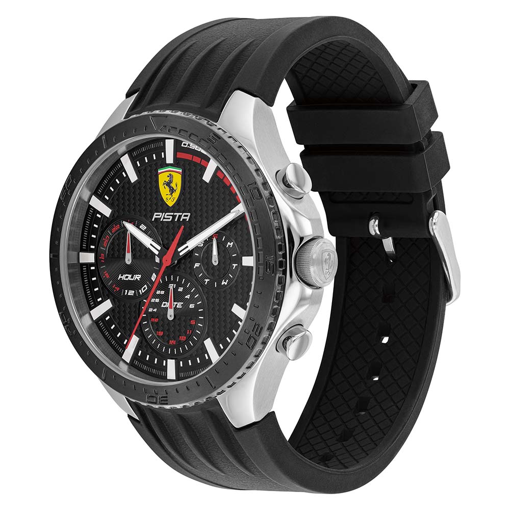 Scuderia Ferrari Pista Dual Track Black Silicone Men's Multi-function Watch - 830853