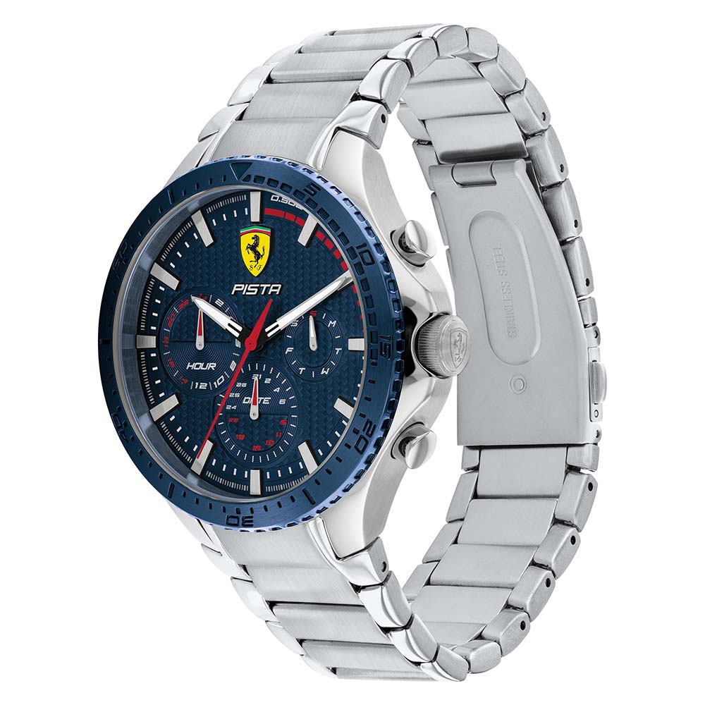 Scuderia Ferrari Pista Dual Track Stainless Steel Blue Dial Men's Multi-function Watch - 830855