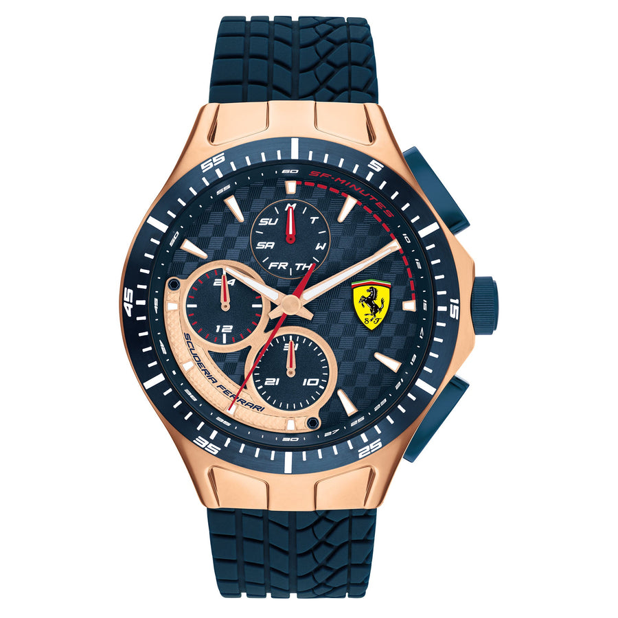 Scuderia Ferrari Race Day Blue Silicone Blue Dial Men's Multi-function Watch - 830859