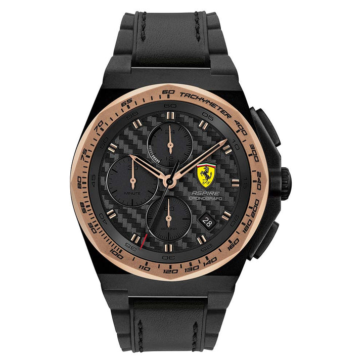Scuderia Ferrari Aspire Black Leather & Silicone Men's Chrono Watch - 830867