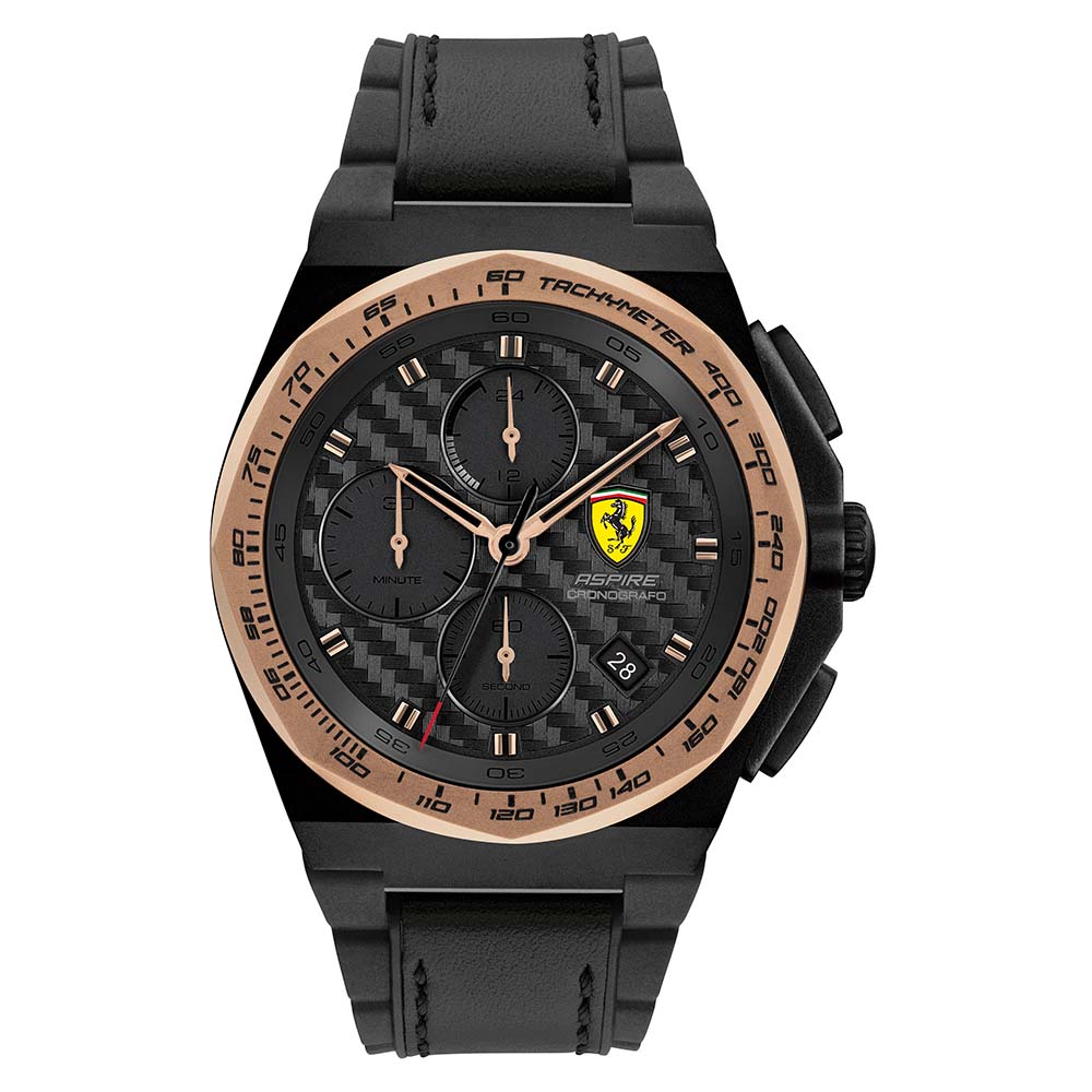 Scuderia Ferrari Aspire Black Leather & Silicone Men's Chrono Watch - 830867