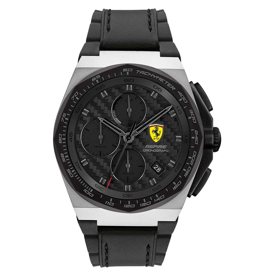 Scuderia Ferrari Aspire Black Leather & Silicone Men's Chrono Watch - 830868