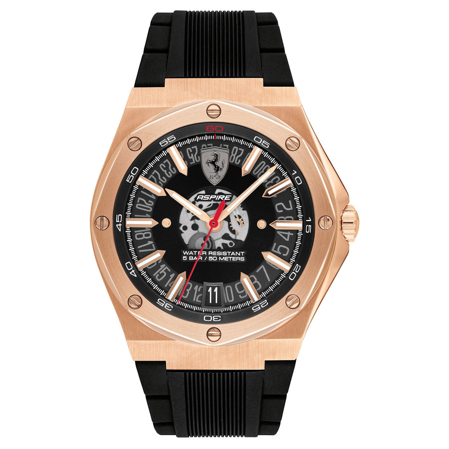 Scuderia Ferrari Aspire Black Silicone Black Dial Men's Basic Calendar Watch - 830872