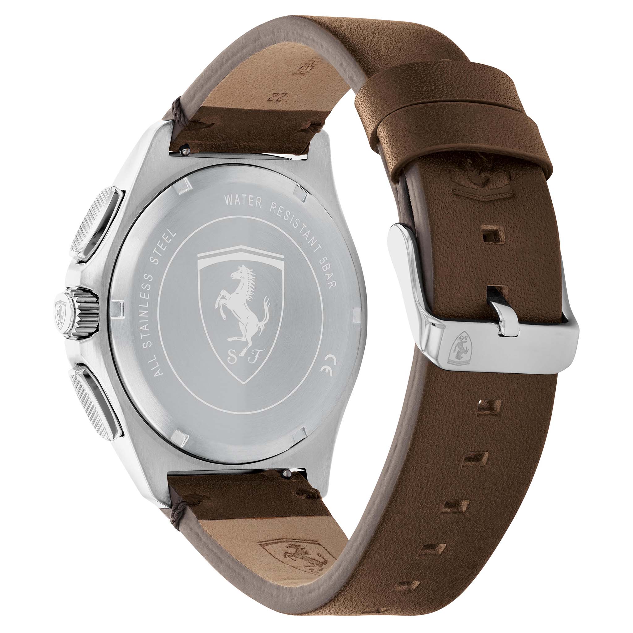 Scuderia Ferrari Pilota Evo Brown Leather Black Dial Chronograph Men's Watch - 830879
