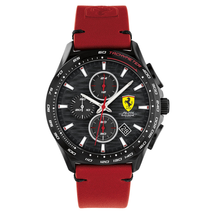 Scuderia Ferrari Pilota Evo Red Leather Black Dial Men's Chronograph Watch - 830880