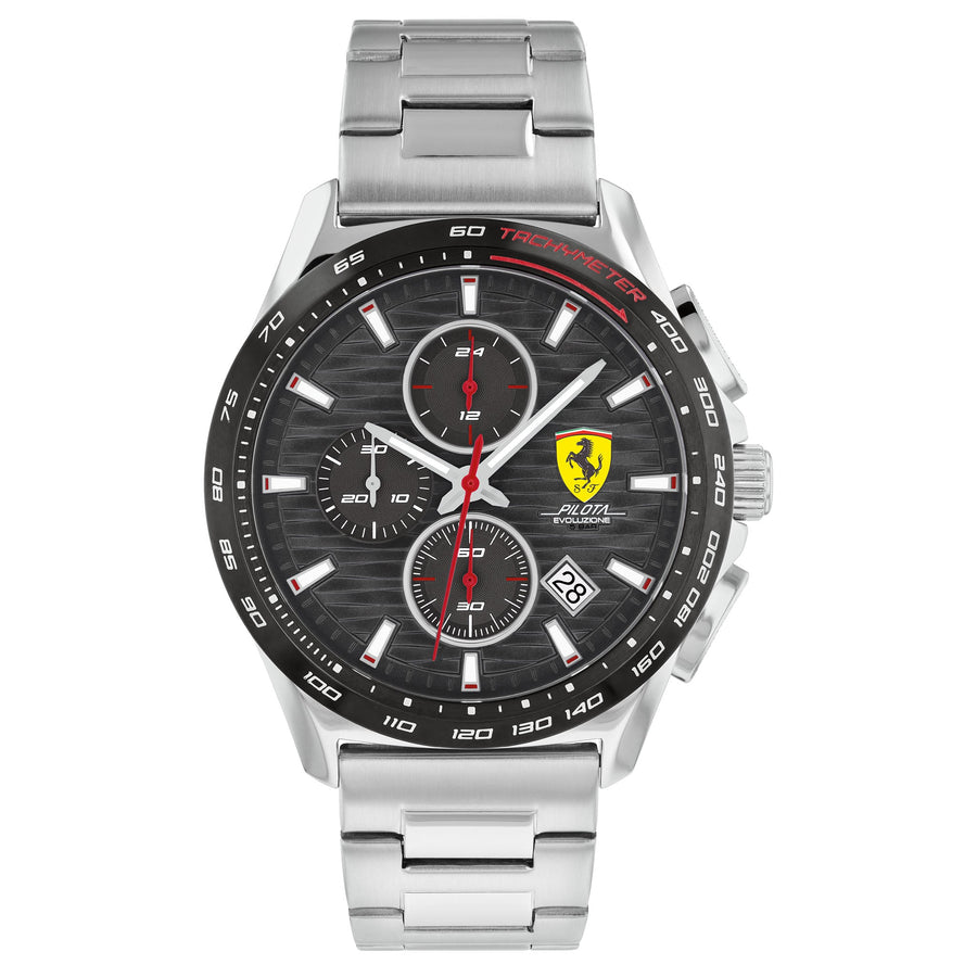 Scuderia Ferrari Pilota Evo Stainless Steel Grey Dial Men's Chronograph Watch - 830881