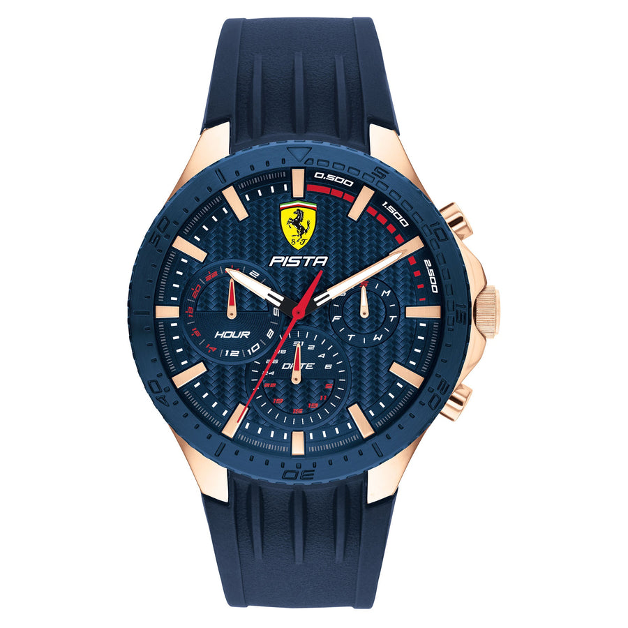 Scuderia Ferrari Pista Blue Silicone Blue Dial Men's Multi-function Watch - 830883