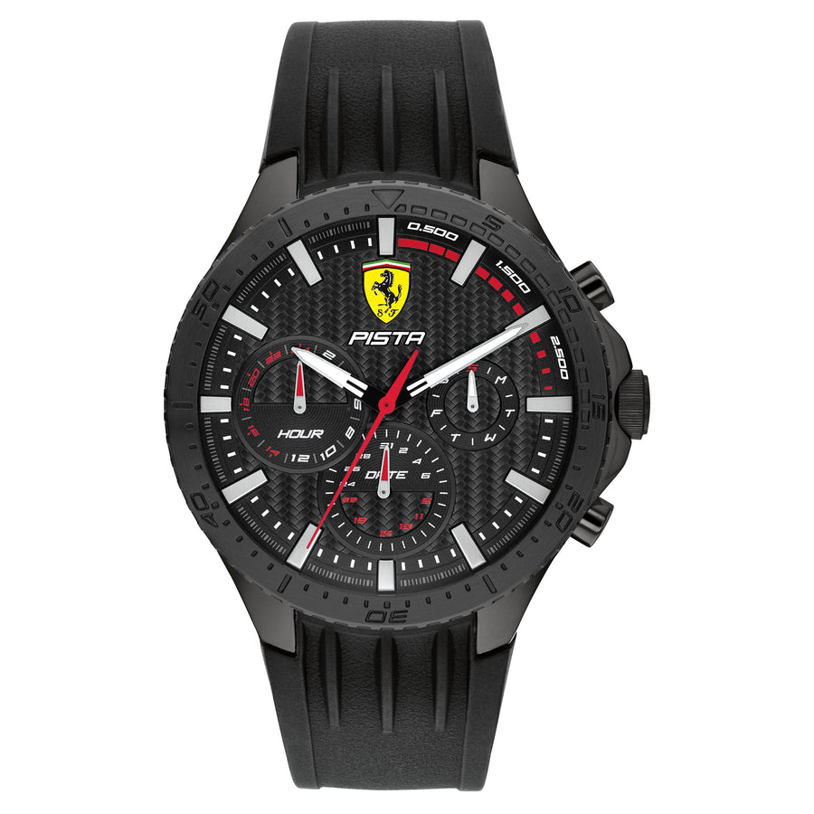Scuderia Ferrari Pista Black Silicone Black Dial Men's Multi-function Watch - 830884