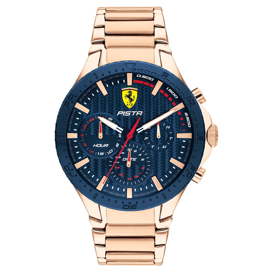 Scuderia Ferrari Pista Ionic Rose Gold Plated Steel Blue Dial Men's Multi-function Watch - 830885