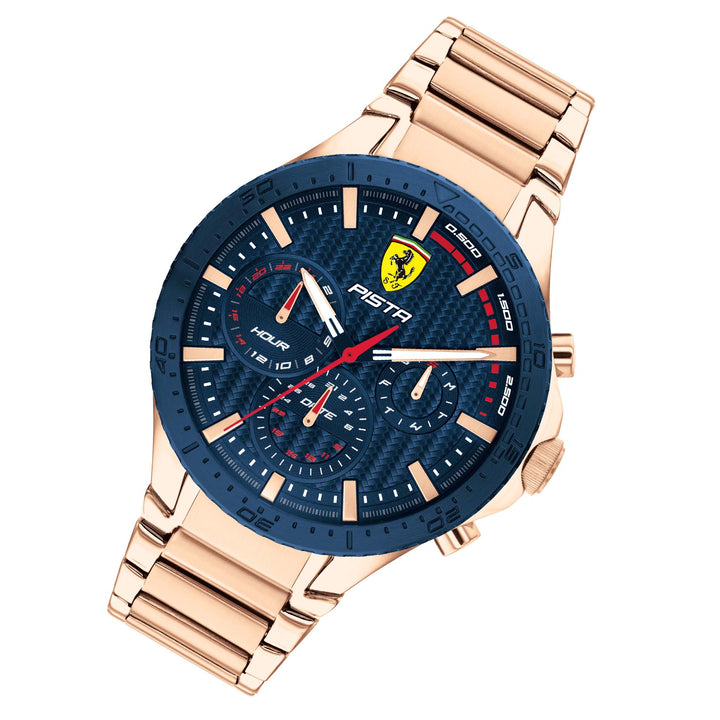 Scuderia Ferrari Pista Rose Gold Steel Blue Dial Men's Multi-function Watch - 830885