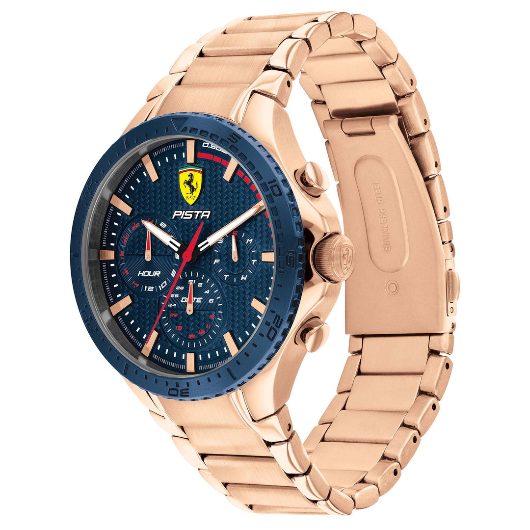 Scuderia Ferrari Pista Rose Gold Steel Blue Dial Men's Multi-function Watch - 830885