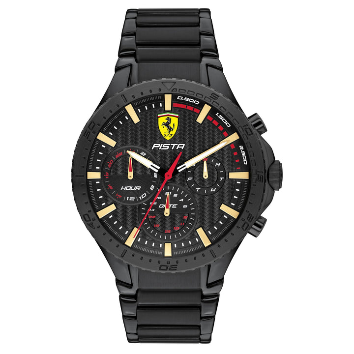 Scuderia Ferrari Pista Ionic Plated Black Steel Black Dial Men's Multi-function Watch - 830886