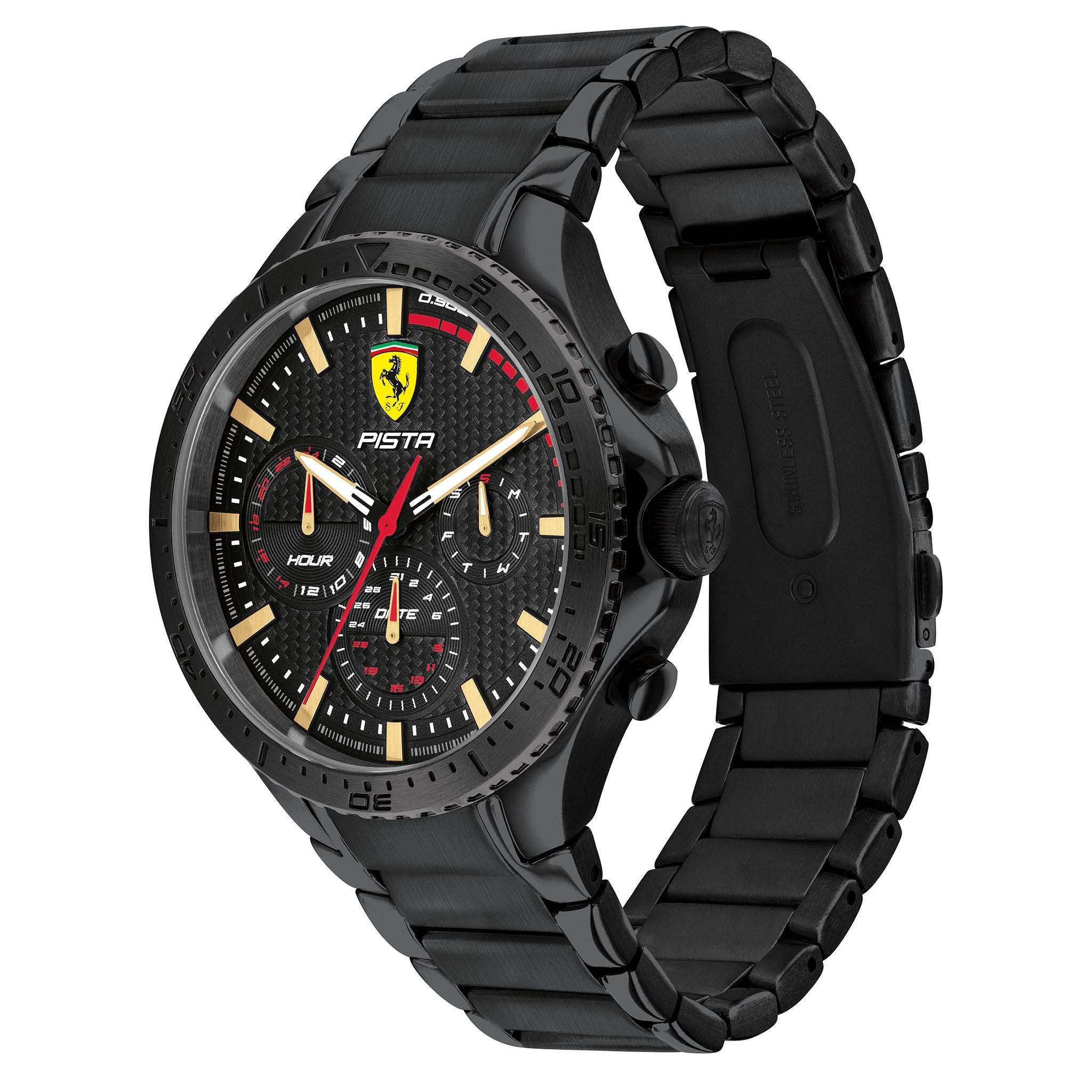 Scuderia Ferrari Pista Black Steel Multi-function Men's Watch - 830886