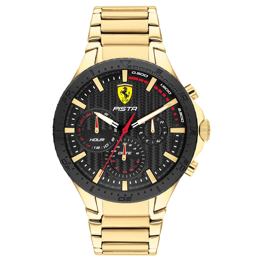 Scuderia Ferrari Pista Ionic Thin Gold Plated 1 Steel Black Dial Men's Multi-function Watch - 830887