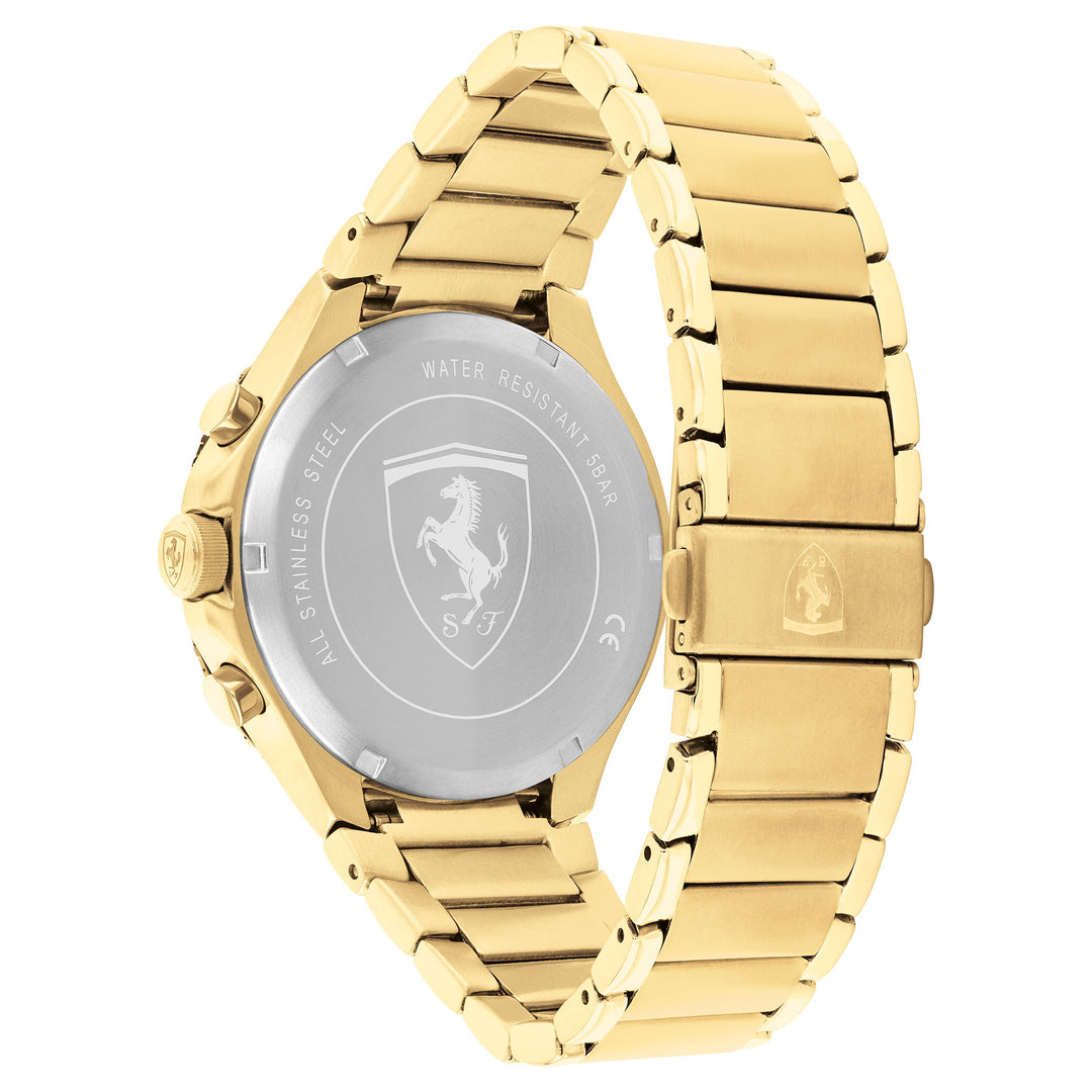 Scuderia Ferrari Pista Gold Steel Black Dial Men's Multi-function Watch - 830887