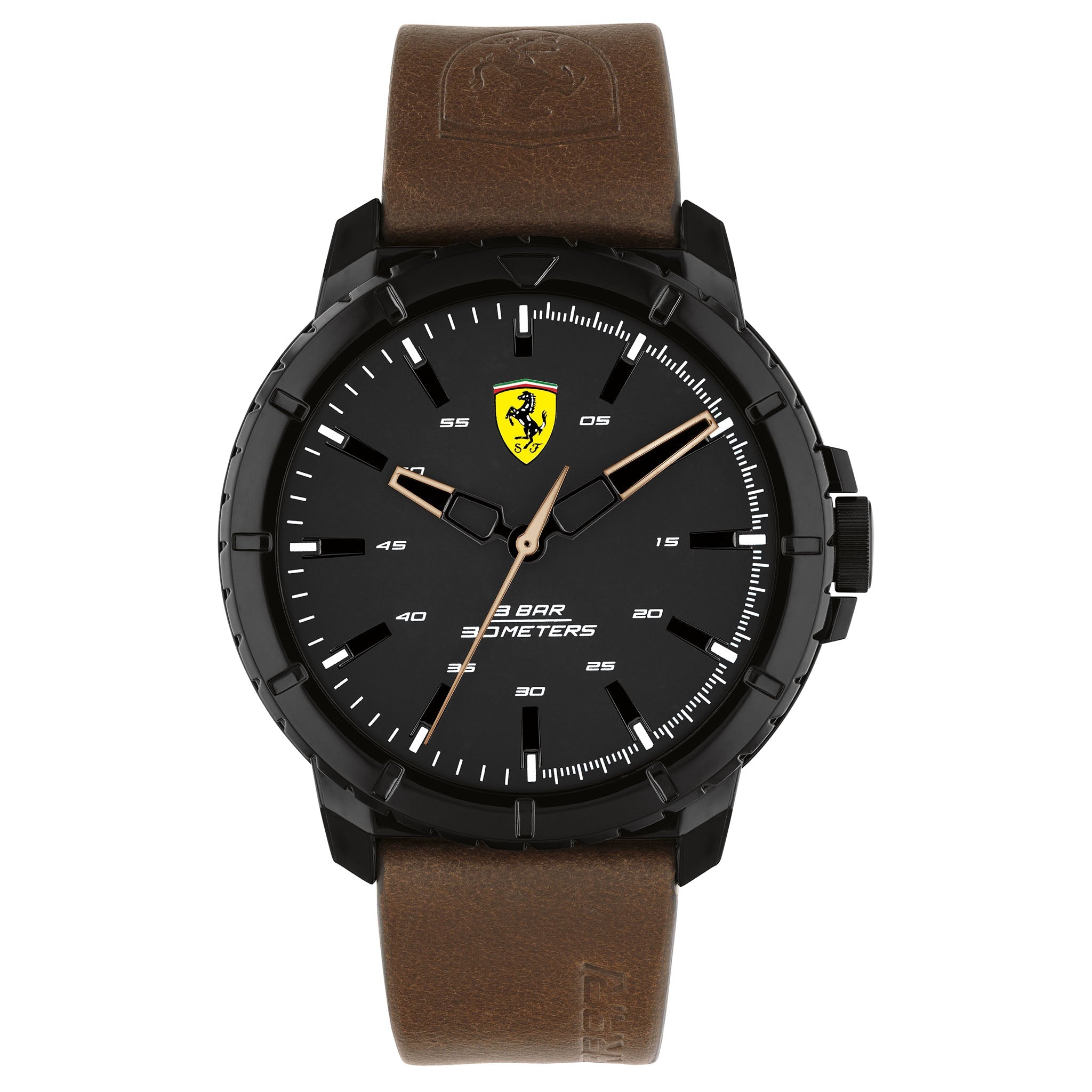 Scuderia Ferrari Forza Evo Brown Leather Black Dial Men's Watch - 830902