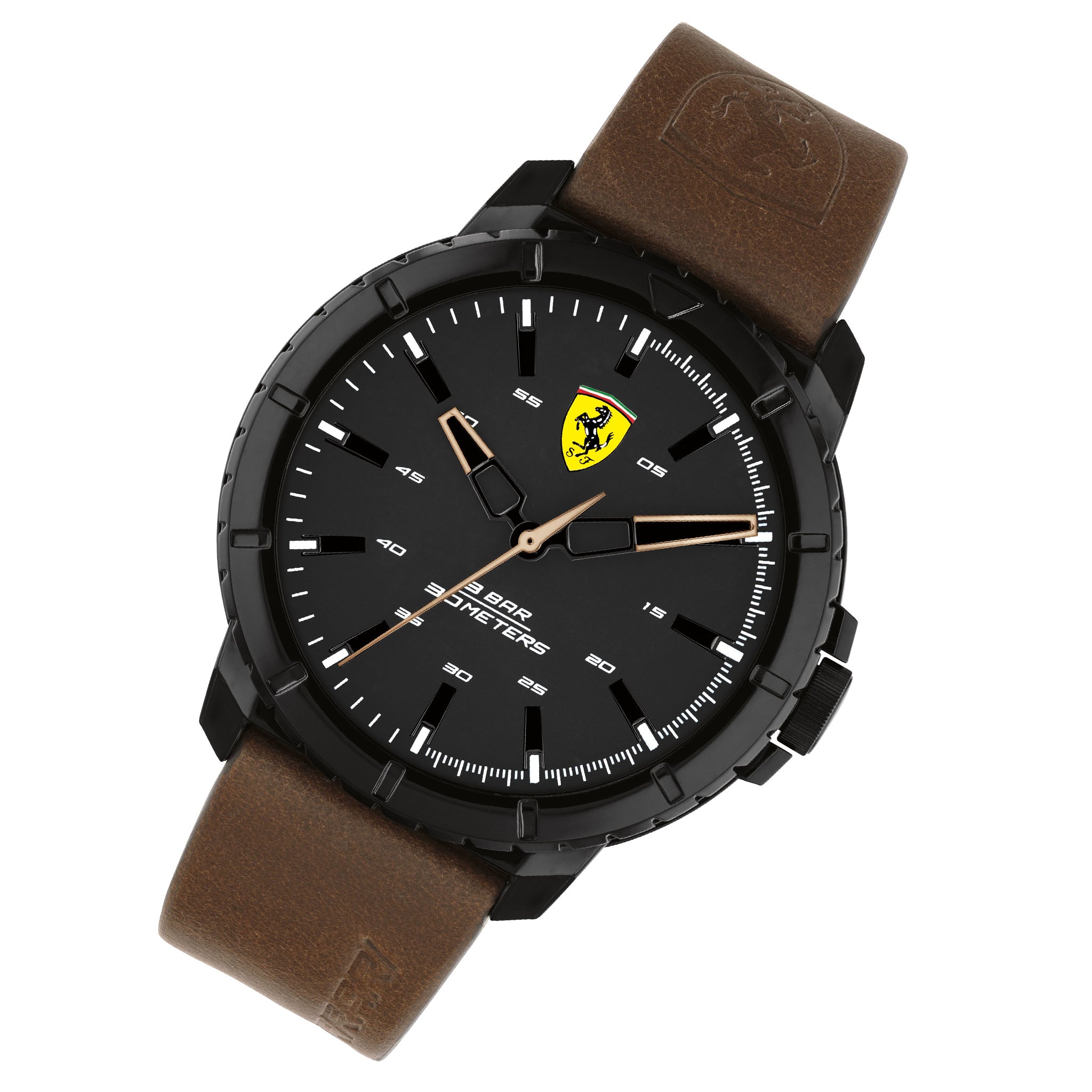 Scuderia Ferrari Forza Evo Brown Leather Black Dial Men's Watch - 830902