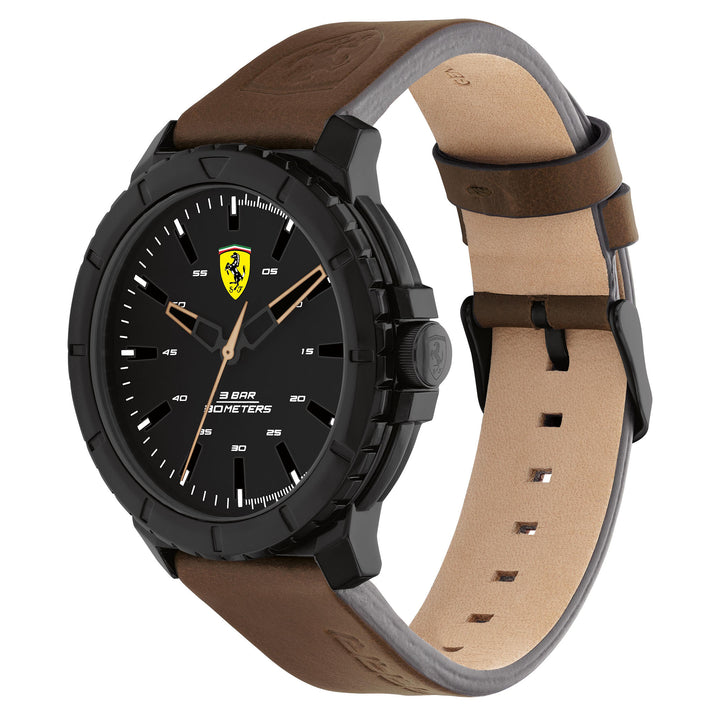 Scuderia Ferrari Forza Evo Brown Leather Black Dial Men's Watch - 830902
