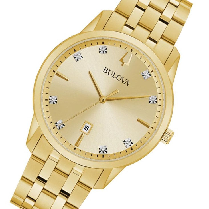 Bulova Classic Diamond Gold Steel Men's Watch - 97D123