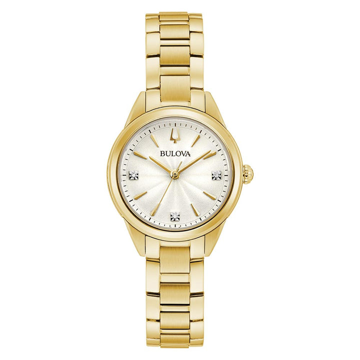 Bulova Classic Diamond Gold Steel Women's Watch - 97P150