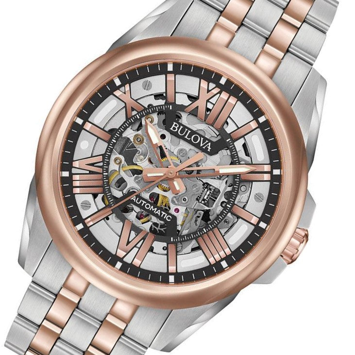 Bulova Sutton Gents Automatic Dual Tone Skeleton Men's Watch 98A166