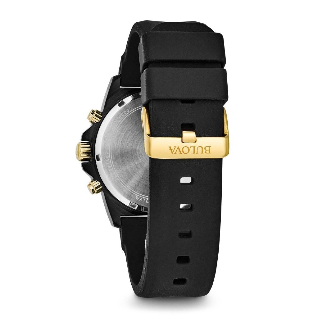 Bulova Marine Star Gents Multi Function Black & Gold Men's Watch - 98B278